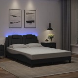 VidaXL Cadru de pat cu lumini LED, gri, 120x200 cm, piele ecologică