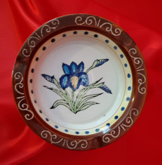 Scrumiera ceramica, cu flori, 15 cm foto