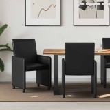 vidaXL Scaune de dining cu roți cu roți 2 pcs Negru 57 x 66 x 94 cm 42017823