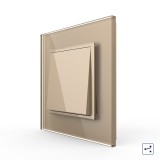 Cumpara ieftin Intrerupator simplu/cap scara Livolo, 2 module, rama din sticla, auriu