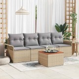 Cumpara ieftin Set de canapele pentru grădină cu pernă 5 pcs Bej, Gri deschis