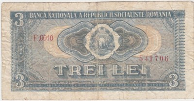 ROMANIA RSR 3 lei 1966 aF foto