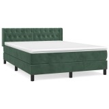 Cumpara ieftin Pat box spring cu saltea, verde inchis, 140x200 cm, catifea