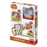 Baby puzzle - Animalute jucause (3,4 si 5 piese) PlayLearn Toys, Dino
