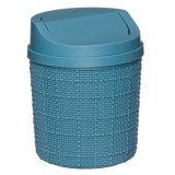 Coș de Gunoi Birou, Impletit, Plastic, Culoare Bleu, Capacitate 1.4L, Oem