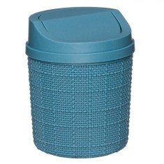 Coș de Gunoi Birou, Impletit, Plastic, Culoare Bleu, Capacitate 1.4L