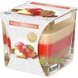 Lumanare Parfumata in Pahar Trei Culori cu Aroma de Mar si Scortisoara