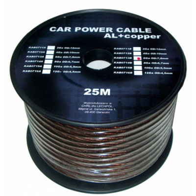 Cablu de putere din cupru+aluminiu 2GA, 12 x 33.62 mm, 25 m, Negru foto