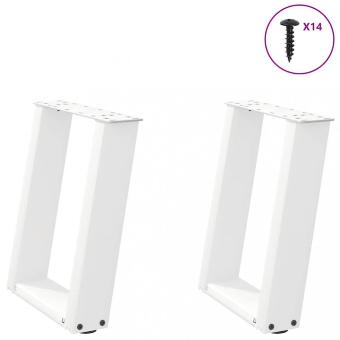 vidaXL Picioare pentru măsuță de cafea &icirc;n formă de U, 2 buc., alb, 38x(42-43) cm, oțel