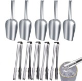 Set de 5 clesti si 5 cupe pentru gheata Dasvisy, otel inoxidabil, argintiu
