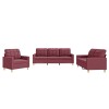 Set canapea cu perne, 3 piese, rosu vin, material textil