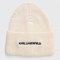 Karl Lagerfeld caciula culoarea bej, din tesatura neteda
