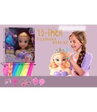 Cap Manechin Printesa pentru Aranjare Par si Machiaj, Par Lung Blond Moale, Plastic Non-Toxic, Accesorii Incluse, 3+ Ani