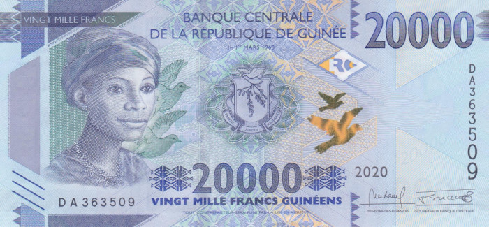 Bancnota Guineea 20.000 Franci 2020 (2021) - PNew UNC