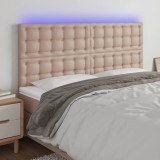 Cumpara ieftin Tăblie de pat cu LED, cappuccino, 160x5x118/128 cm, piele eco