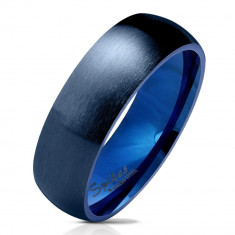 Inel din oțel albastru &icirc;nchis, suprafață mată și rotunjită, 6 mm - Marime inel: 65