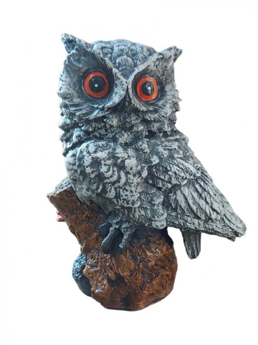Bufnita asezata pe un trunchi de copac, Gri, 35 cm, JJ2428
