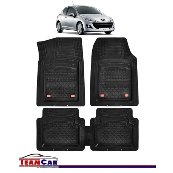 Covorase Auto TeamCar&reg; Tip Tavita Compatibile Peugeot 207 (2006-2014)-Negru-Material Rezistent