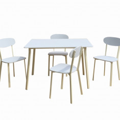 Set dining/bucatarie Bedora Osso, masa cu 4 scaune, 110 x 70 x 75 cm, metal/MDF