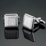 Cumpara ieftin Butoni camasa, BN025, model patrat, Argintiu