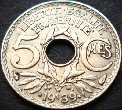 Moneda istorica 5 CENTIMES - FRANTA, anul 1939 * cod 4827 foto