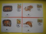 HOPCT PLIC FDC S NR 319 SET 4 FDC -FAUNA- TIGRI 1984 LAOS -NECIRCULAT
