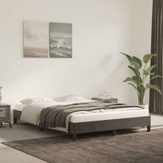 vidaXL Cadru de pat fără saltea, gri &icirc;nchis, 140x190 cm, catifea