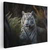 Tablou canvas tigru alb in natura, negru, alb, verde 1111 Tablou canvas pe panza CU RAMA 50x70 cm