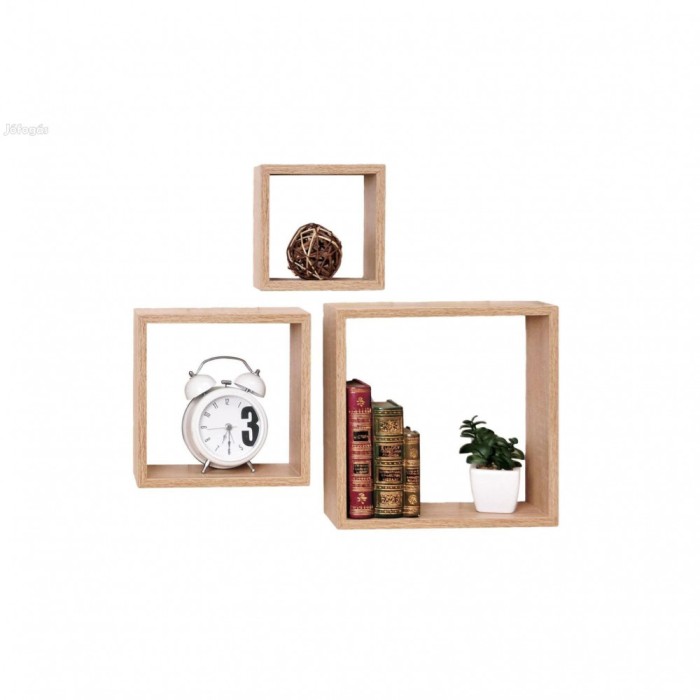 Set 3 rafturi maro deschis in forma de patrat pentru perete , living , dormitor, hol , bucatarie , ATS