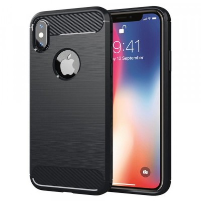 Husa pentru Apple iPhone XS / X, Techsuit, Carbon, Neagra foto