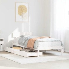 Gossi cadru pat fara saltea, alb, 90x190 cm, lemn masiv de pin