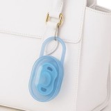 Cutie transparenta pentru suzeta CMCLASS, Plastic, Albastra, 8x6x5 cm, Igienica, Sigura, Conform EN 71/3