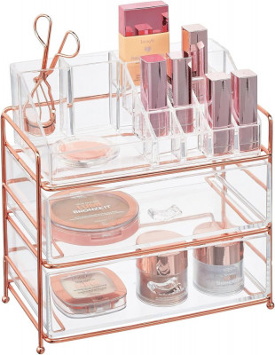 Semn Plastic Cosmetic Storage Organizer Stație cu 2 sertare și 16 divizate foto