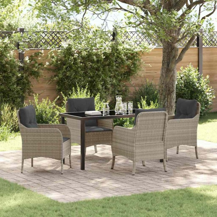 vidaXL Set de masă pentru grădină 5 pcs Gri deschis Rattan poli 3380185