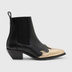 AllSaints cizme de piele Dellaware Boot femei, culoarea negru, cu toc drept, WF733Z