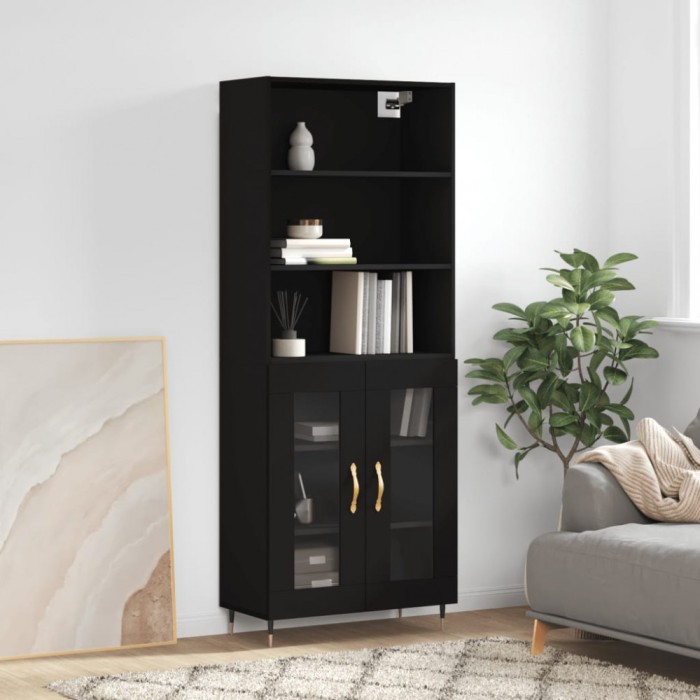 vidaXL Dulap &icirc;nalt, negru, 69,5x34x180 cm, lemn compozit