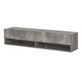 Suport TV Suspendat HOMCOM cu 4 Compartimente, 2 Usi Rabatabile, pentru TV de pana la 60&quot; si Orificii pentru Cabluri, Gri, 140x32x31cm | Aosom Romania