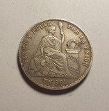 Peru 1 Sol 1868 Piesa Frumoasa, America Centrala si de Sud