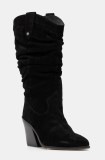 Barbour cizme din piele &icirc;ntoarsă Corey femei, culoarea negru, cu toc drept, LFO0732BK12