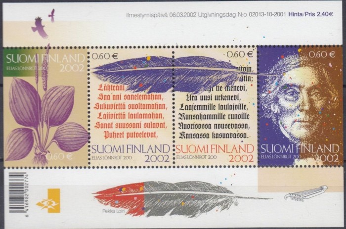 FINLANDA 2002 PERSONALITATI E.LONNROT