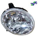 Far Daewoo Matiz 1998-2008, partea dreapta cu reglaj electric, tip bec H4, carcasa neagra, DEPO 222-1107R-LD-EM