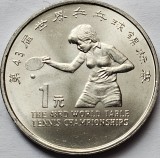 1 Yuan 1995 China, World Table Tennis Championships, Tianjin, km#710, unc