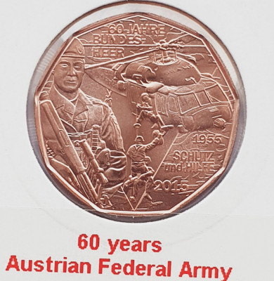 2100 Austria 5 euro 2015 Bundesheer km 3242 UNC foto
