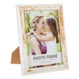 Ramă Foto, Model Alb Brushed, Dimensiune Fotografie 15x20 cm, Dimensiune Ramă 18x22,5 cm, Material Lemn și Sticlă, Oem