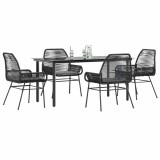 Gossi set de sufragerie de gradina 5 piese neagra sticla poly rattan