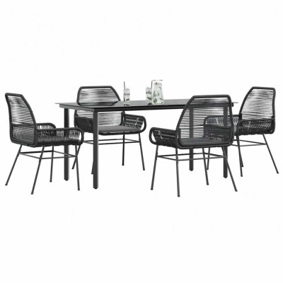 Gossi set de sufragerie de gradina 5 piese neagra sticla poly rattan foto