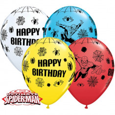 Baloane latex 11&amp;quot; Spiderman Happy Birthday asortate, Qualatex 18672, Set 25 buc foto