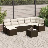 Cumpara ieftin Set de canapele pentru grădină cu pernă 8 pcs Maro, Crem