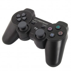 Telecomanda Controller Bluetooth Fara Fir cu Vibratii pentru PlayStation PS3, GamePad Marine Negru foto