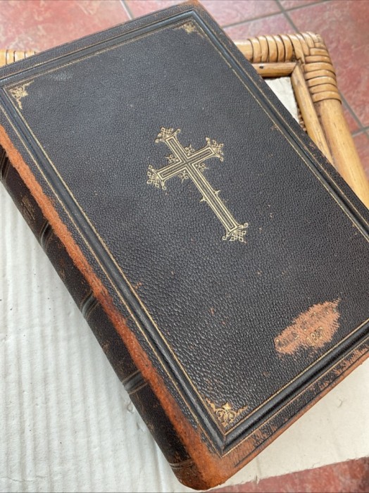 Biblia / Biblie veche , coperta piele, germana, 1892 , 22x15 cm